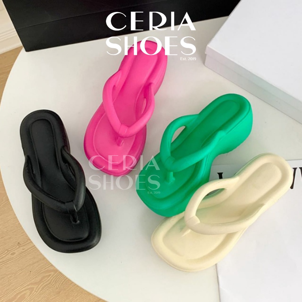 EVA Sandal Jepit Platform Wanita Import Bangkok Bahan Spons Eva Ringan Empuk Bahan Elastis Lentur Tinggi 5 Cm Rubber Super Soft Anti Slip BALANCE 821