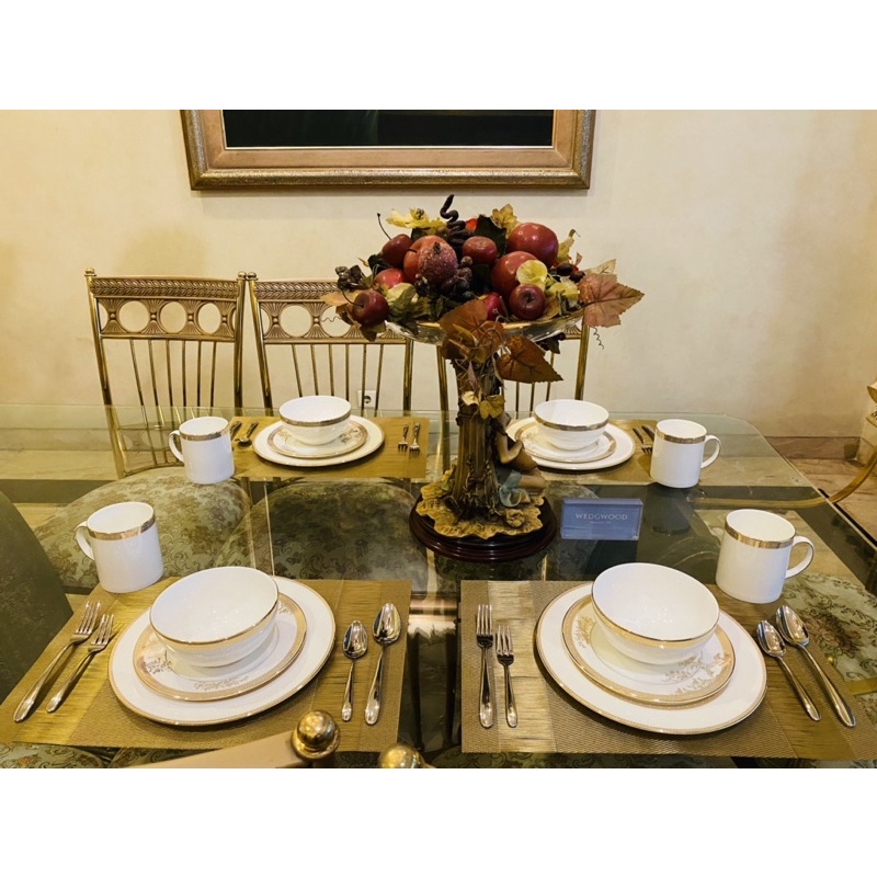 Dinner Set Wedgwood Vera Wang Lace Gold Mewah Cantik