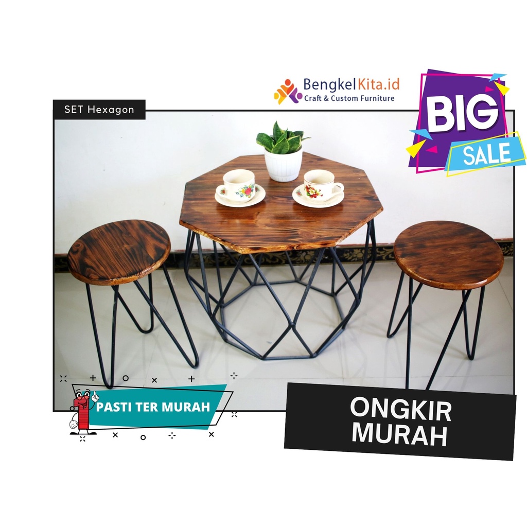 Meja Tamu Minimalis Segi 8 /Furniture meja tamu / meja teras / Coffee Table (1 SET)  | ONGKIR MURAH