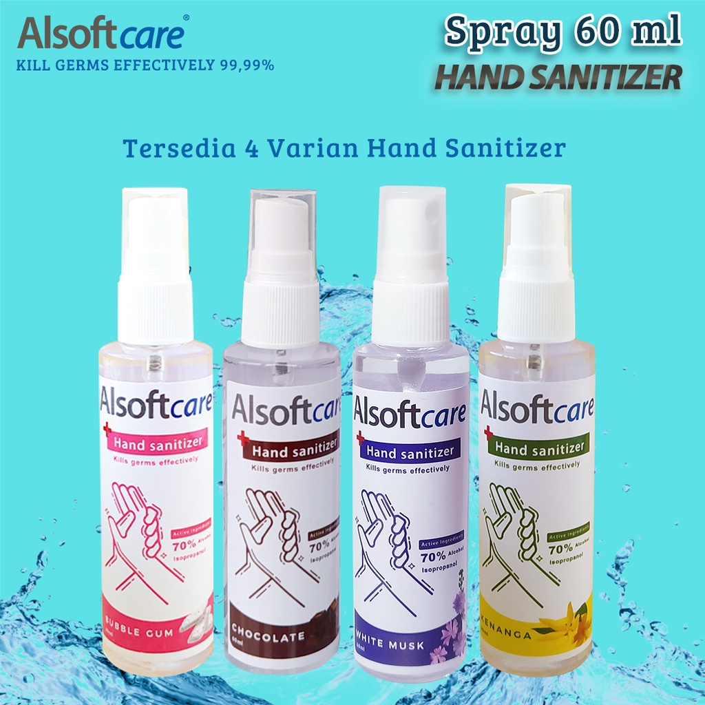 Alsoftcare Hand Sanitizer Spray Alkohol 70% Sanitizer Anti Bakteri Murah Wangi Bubble Gum 60ml