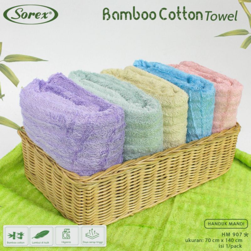 Sorex HM 907 Handuk Mandi Dewasa Cotton Bamboo Lembut Daya Serap Tinggi