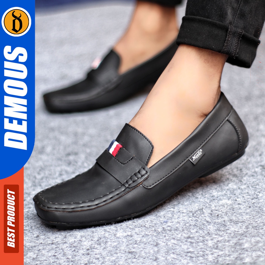 Sepatu Slip On Pria Sepatu Casual Pria Kulit Pu Kerja Kantor Kuliah Kondangan Sepatu Slop Pria Sepatu Hitam Pria DEMOUS FRANSC