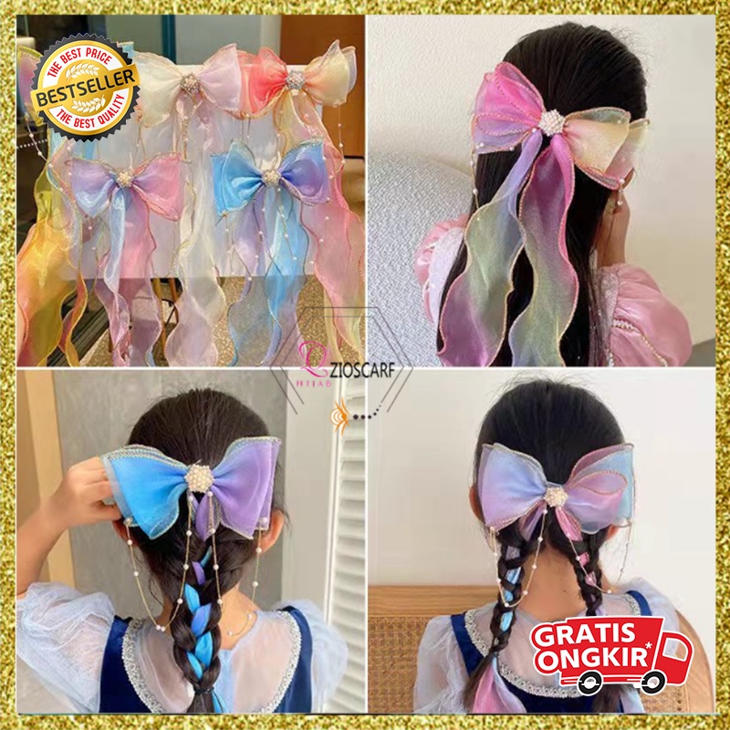 JEPIT RAMBUT KOREA ANAK PEREMPUAN PITA PANJANG MULTICOLOR AKSESORIS JEPIT RAMBUT LUCU WANITA IMPORT AK83