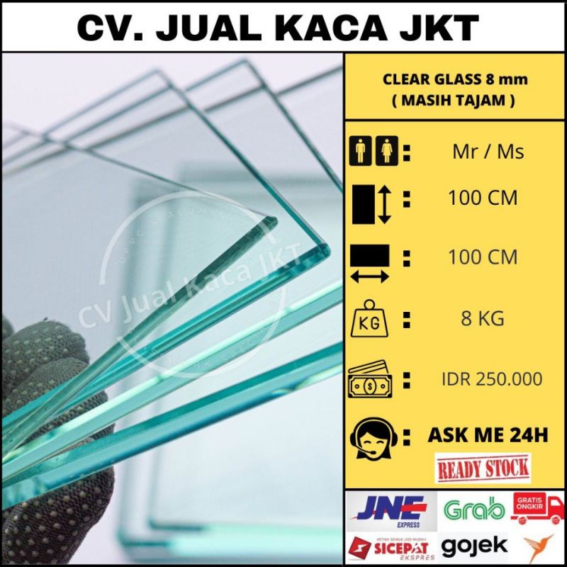 Kaca Clear / Kaca Bening 8 mm ( 8 mili ) masih tajam Volume 1 m2