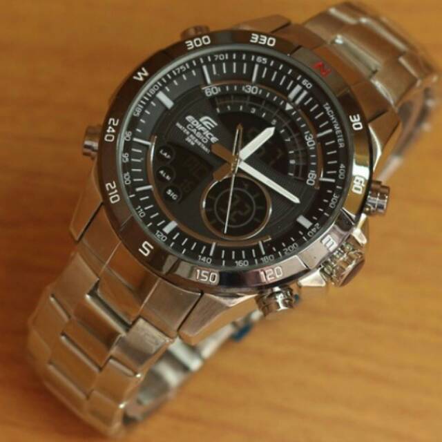 Jam tangan casio edifice twin sensor chine silver brown kw super