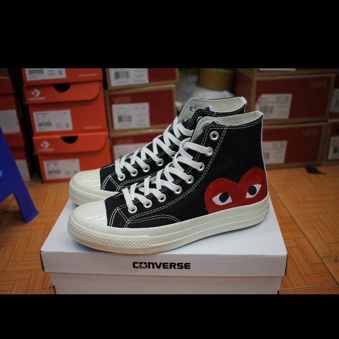 Sepatu Sneakers Converse High CDG Hitam Putih Premium Original
