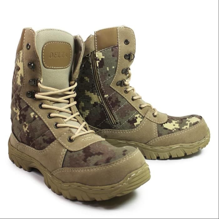 sepatu delta ujung besi delta army cream sepatu boots safety pria