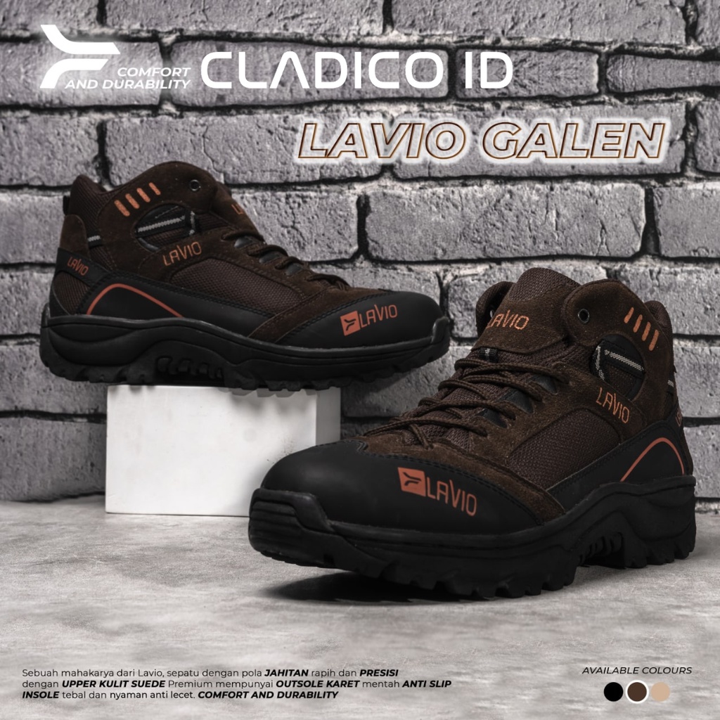 LAVIO Galen Sepatu Pria Sefty Boots High Quality Premium Ujung Besi Safety Shoes cowok Outdoor Hiking Mendaki Gunung Boot Kerja Lapangan Proyek