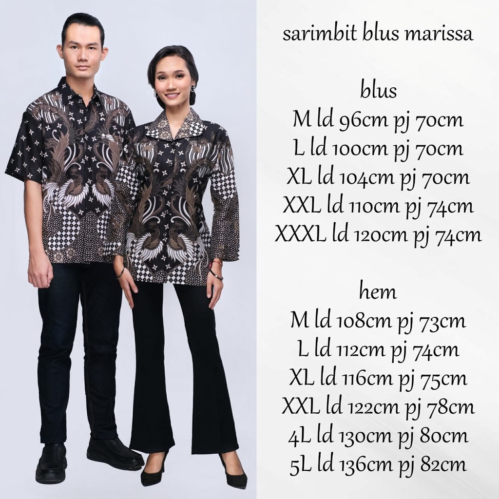 MARISSA BATIK COUPLE KELUARGA PASANGAN MODERN JUMBO PREMIUM SARIMBIT AYAH IBU ANAK BLOUSE BLUS TOP