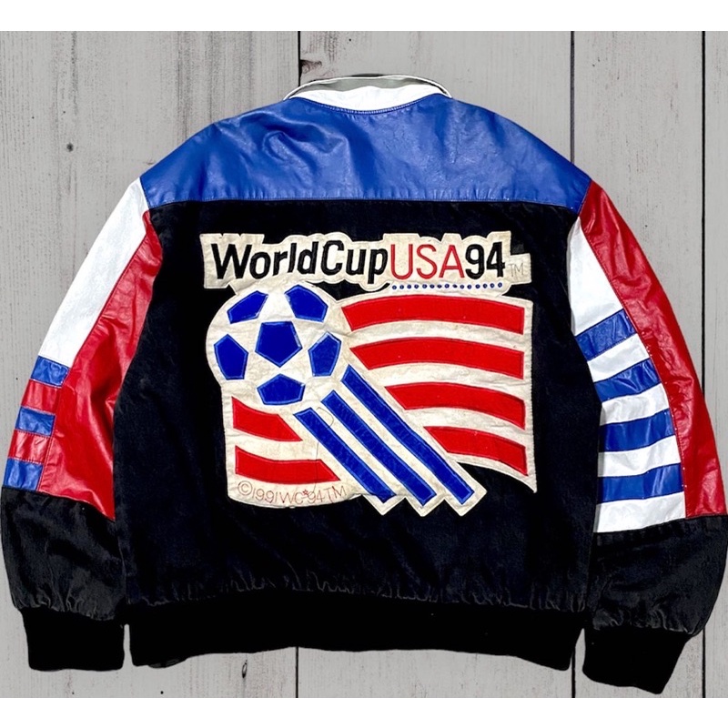jaket varsity jeff hamilton jh design leather world cup 1994 vintage original
