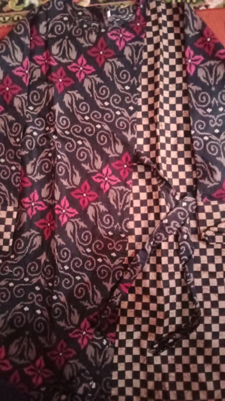 Tunik Batik Wanita Motif Songket Kombinasi Kotak L Liris Respati Garis Seragam Batik