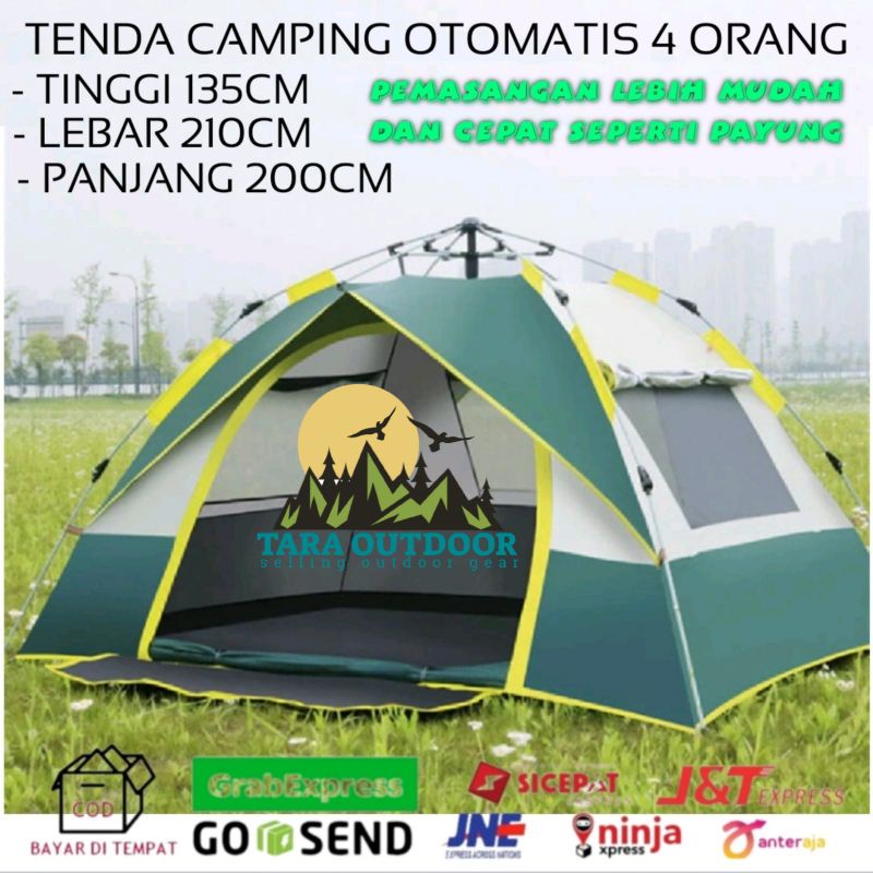 tenda camping tenda dome keluarga otomatis 4 orang