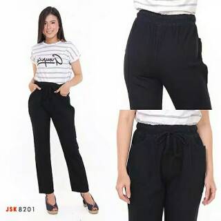Celana Panjang Kulot Jeans Pinggang Karet Trendy Gaul Celana Panjang Kulot Jeans Pinggang Karet Trendy Gaul