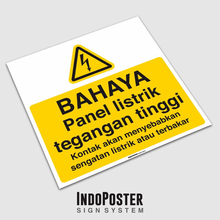 

Stiker Safety Sign Rambu K3 ISO Panel Listrik Tegangan Tinggi Kontak Akan Menyebabkan Sengatan Listrik atau Terbakar