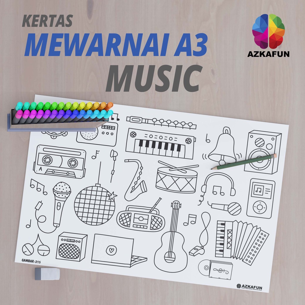 

Kertas Mewarnai A3 MUSIC - Mewarnai anak sekolah back to school