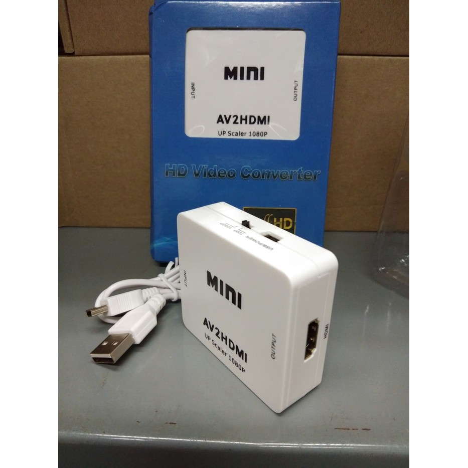 Converter AV To HDMI Mini box biru