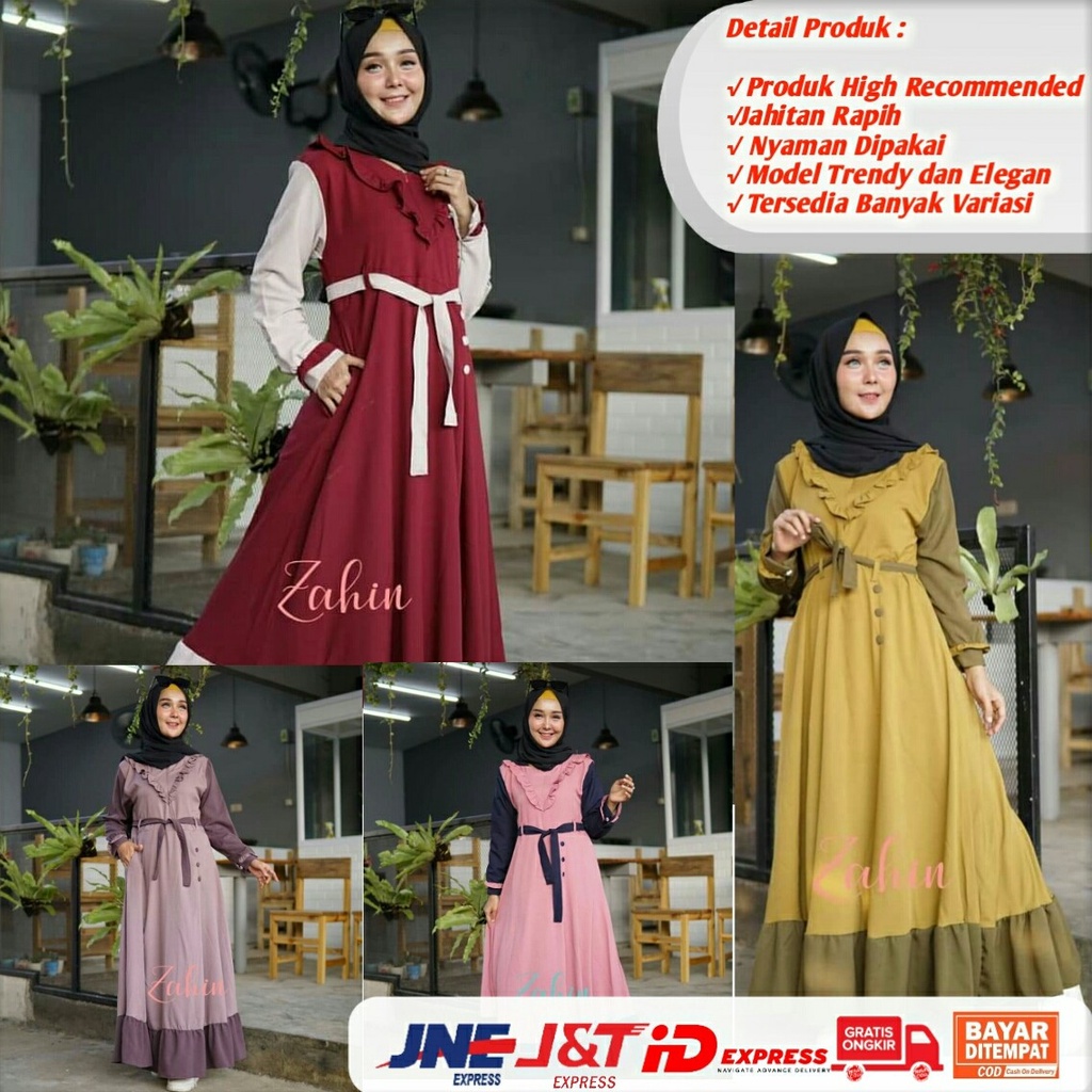 Gamis Wanita Muslim Syari Dewasa Murah Terbaru l ZAHIN DRESS