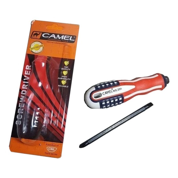 Camel Obeng Plus Minus Bolak Balik Magnet 4 Gagang Karet 4 Inch