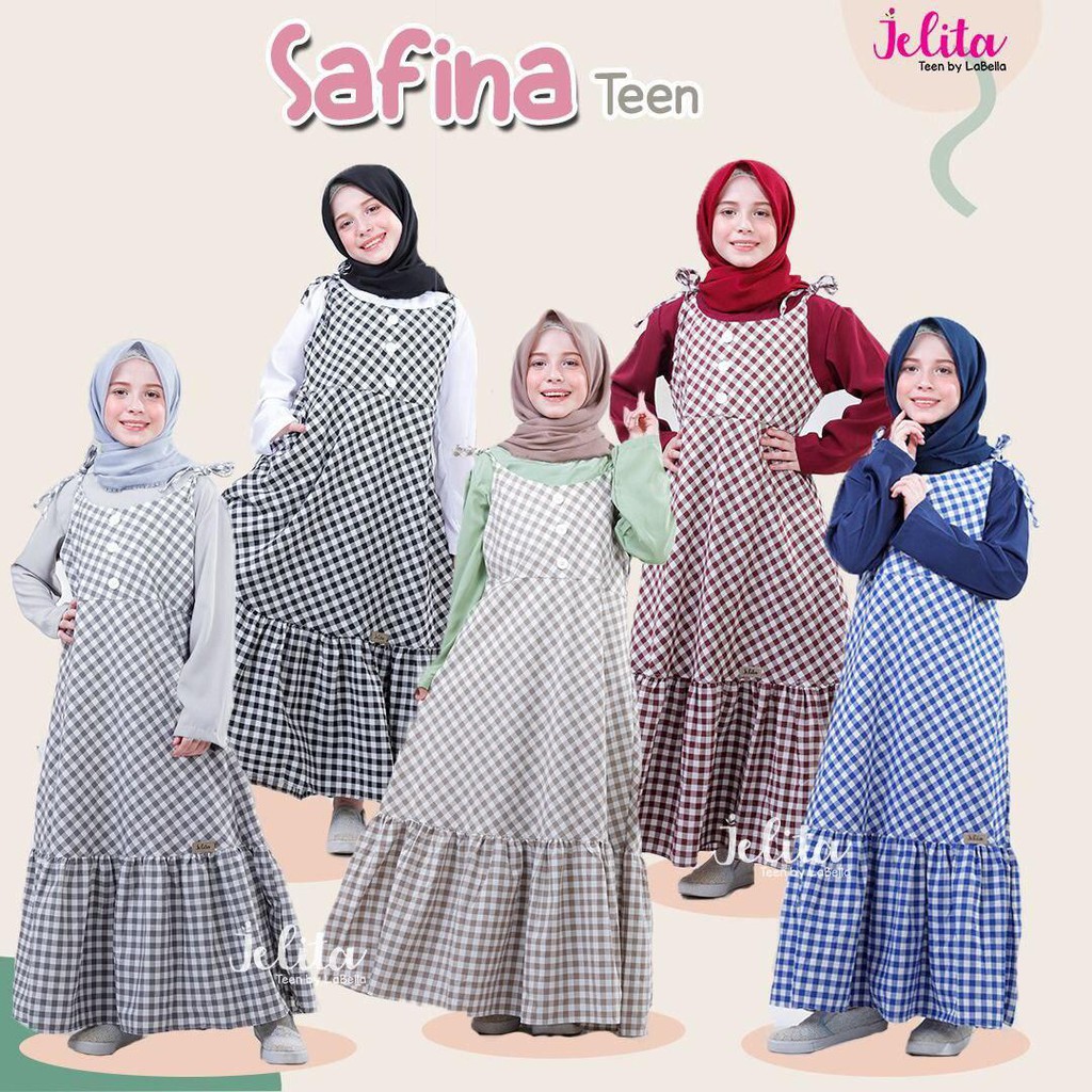 ( USIA 10 - 12 TAHUN ) GAMIS REMAJA TERBARU JELITA LINEN DENIM / BAJU MUSLIM REMAJA SYARI / GAMIS OV