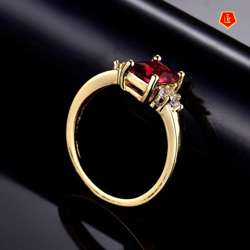 [Ready Stock]Women's Square Diamond Ring Simple All-Match