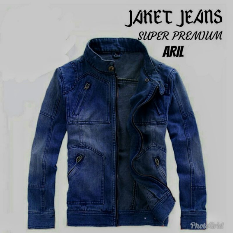 JAKET ARIL BAHAN JEANS TEBAL MODEL WASH JACKET KEREN BARU BAJU COWOK PAKAIAN LAKI LAKI BUSANA PRIA M