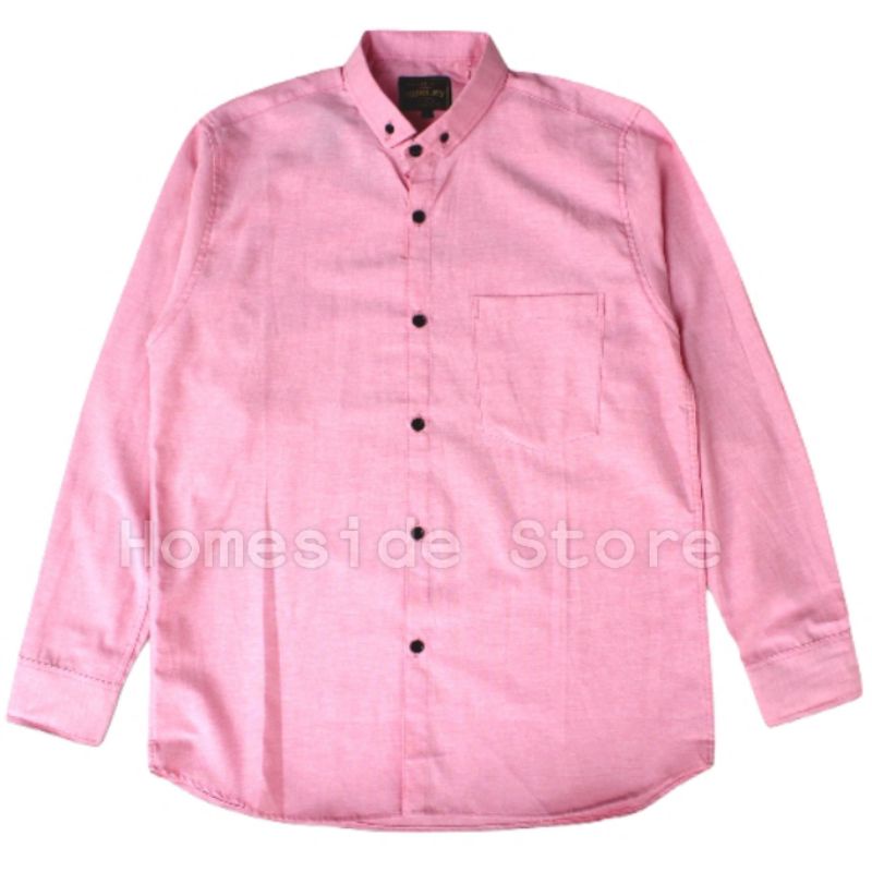 Kemeja Polos Pink Pria | Lengan Panjang