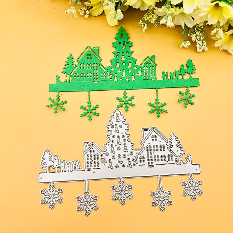 Cetakan Stensil Cutting Dies Motif Desa Natal Bahan Metal Untuk Scrapbook / Craft DIY