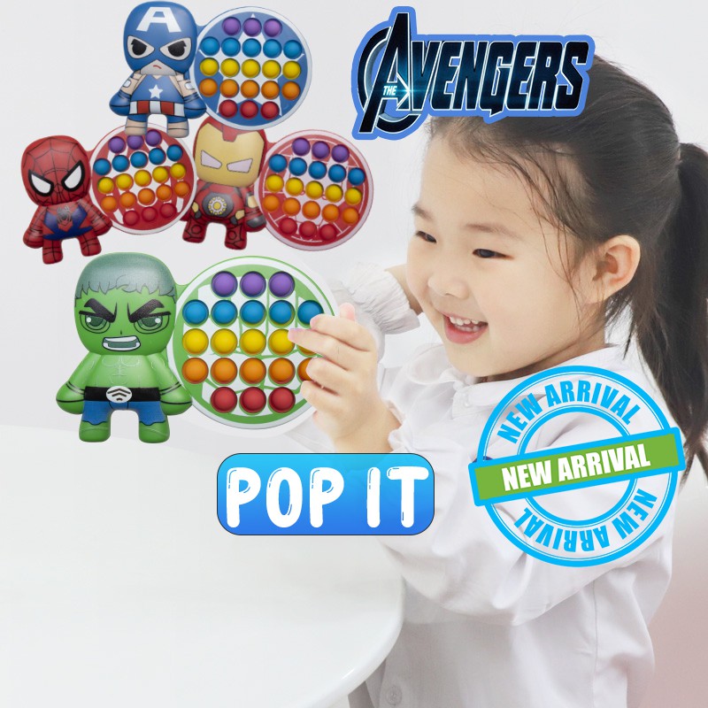 Pop It Terbaru Model Tokoh Avengers fidget push Pop It Fidget Toy Push // Pop It Ironman // Spiderma