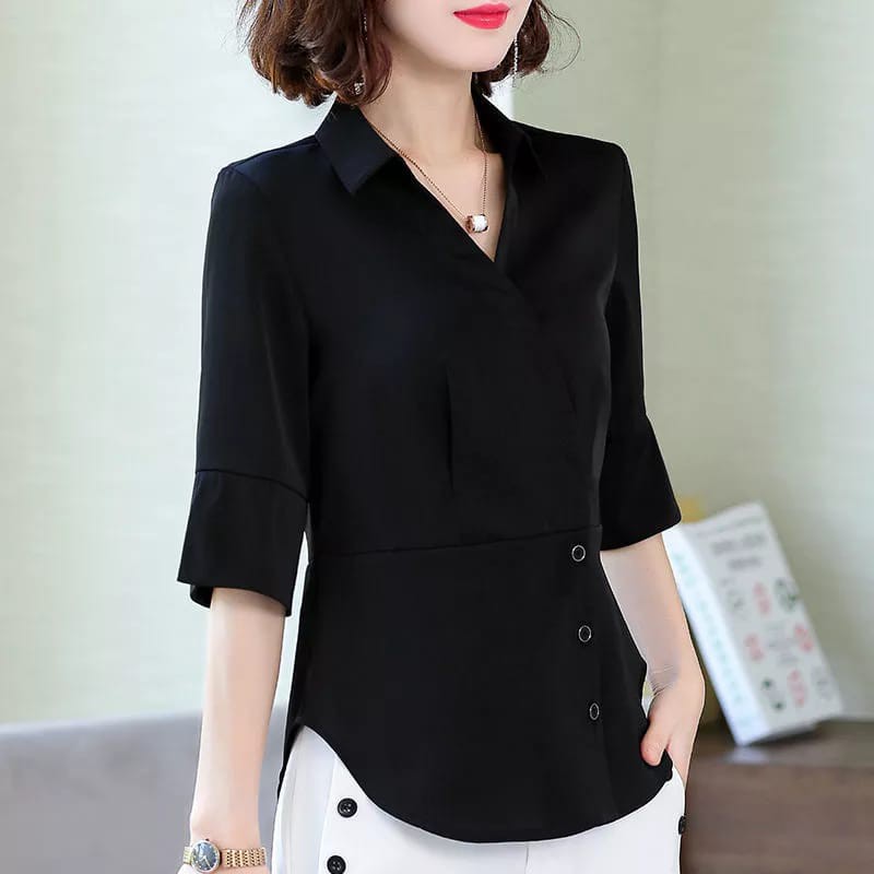 CALISSA FASHION PAKAIAN WANITA ATASAN KEMEJA CASUAL STYLE KOREA MODEL HARUKA [ BISA COD ]-1