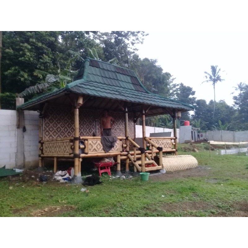 saung gajebo gajebo bambu alam