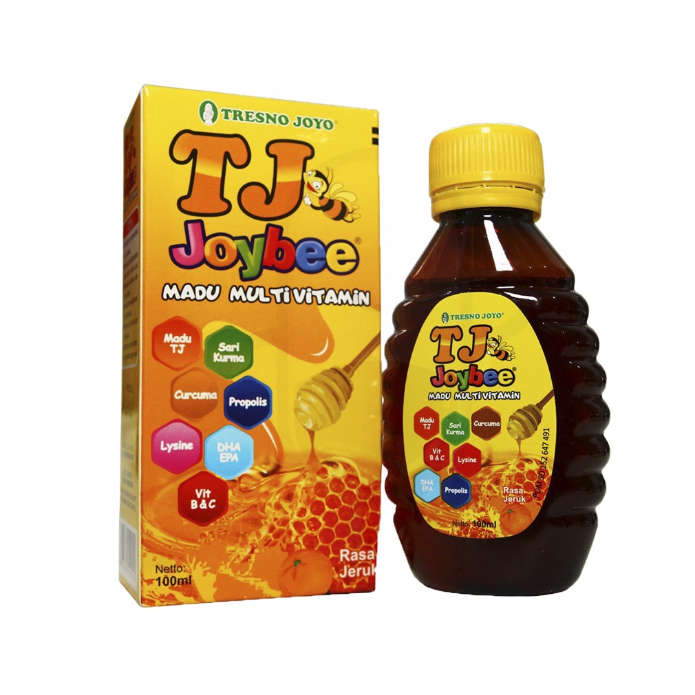 MADU TJ JOYBEE 100 ML Tresno Joyo - Multivitamin Anak Propolis DHA Rasa Strawberry Original Jeruk