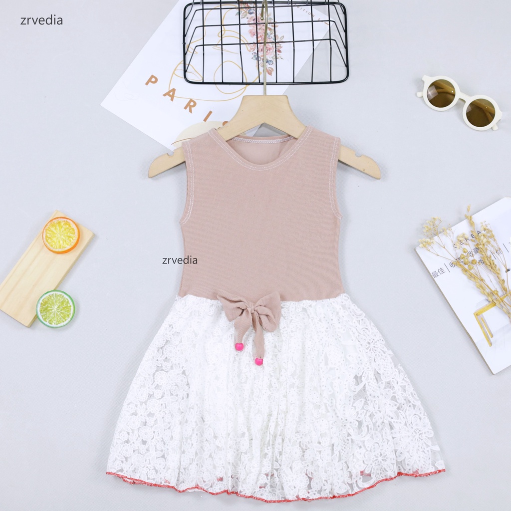 Dress Zevana Uk 1-2 Tahun / Gaun Pesta Balita Baju Kids Import Dres Brukat Kensi Anak Perempuan