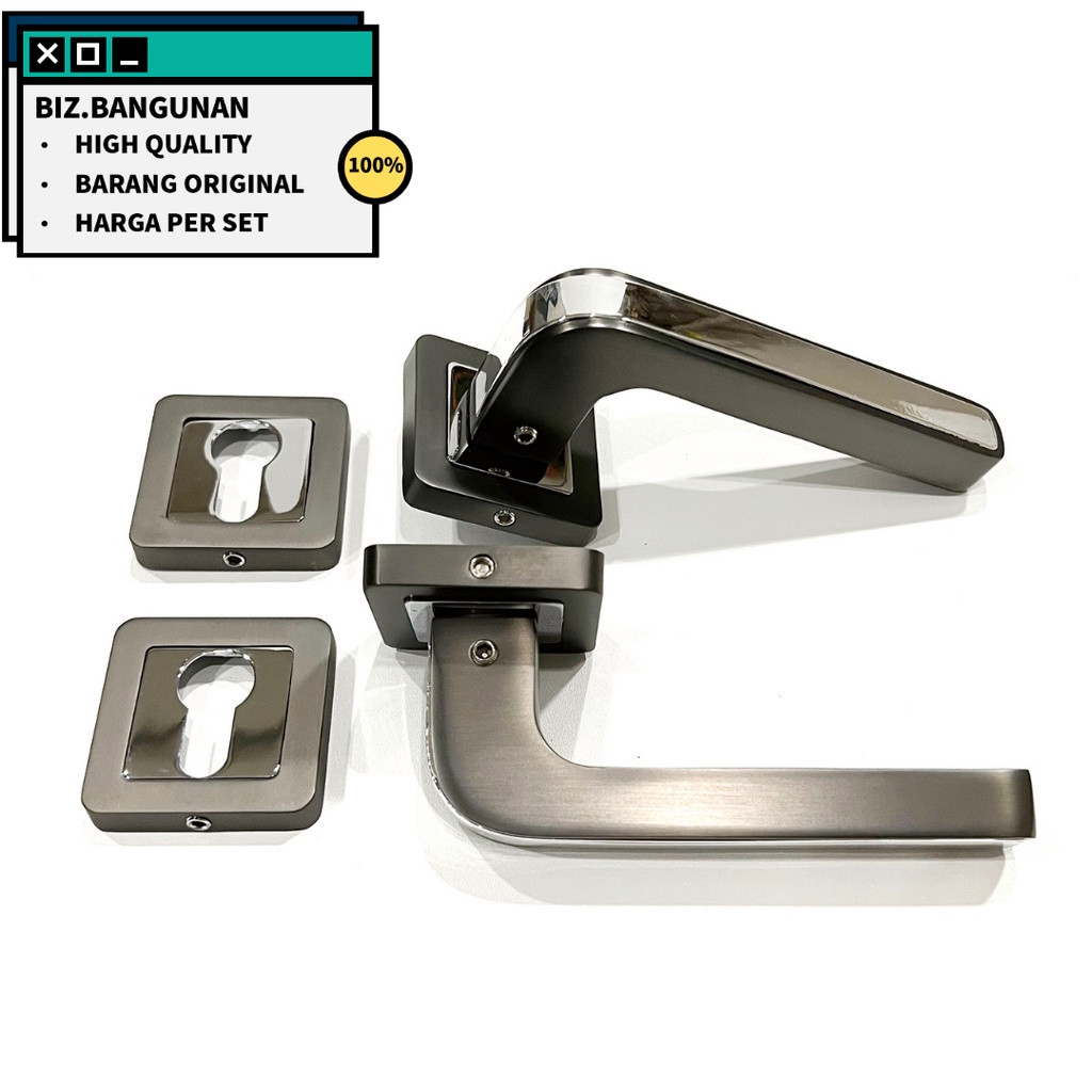 HANDLE PINTU SET PISAH ARCEL 2802 SILVER - KUNCI TARIKAN GAGANG BESAR