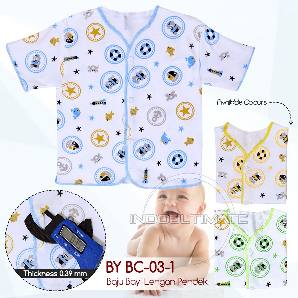 Baju Bayi DIPFY Double Knit Pakaian Kaos Atasan Lengan Pendek Bayi Newborn Baru Lahir BC-03-1