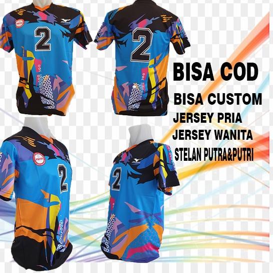 Paling Sesuai.. baju kaos atasan voli putri/ jersey bola volly / pakaian wanita full printing / baju