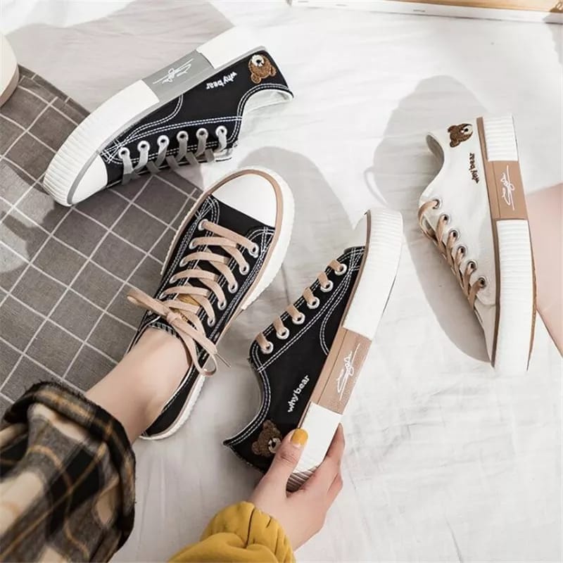 sepatu sneakers canvas wanita  terbaru sepatu nongkrong santay boneka belakang NS 95