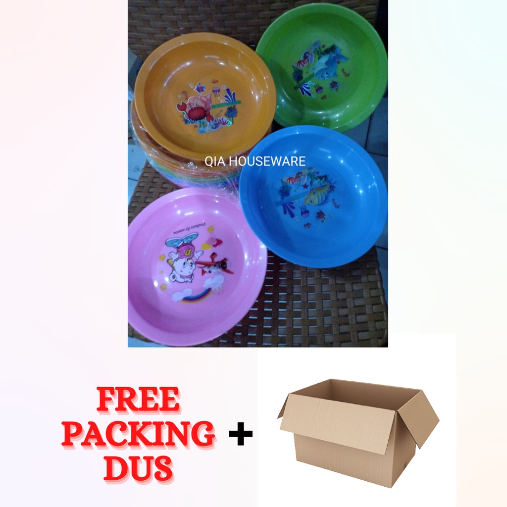 Piring Plastik Karakter Warna Murah Satuan