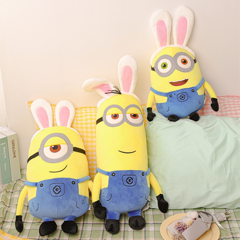 Mainan Boneka Stuffed Plush Minion Despicable Me Bob Stuart Kevin Telinga Kelinci Lucu Untuk Sofa