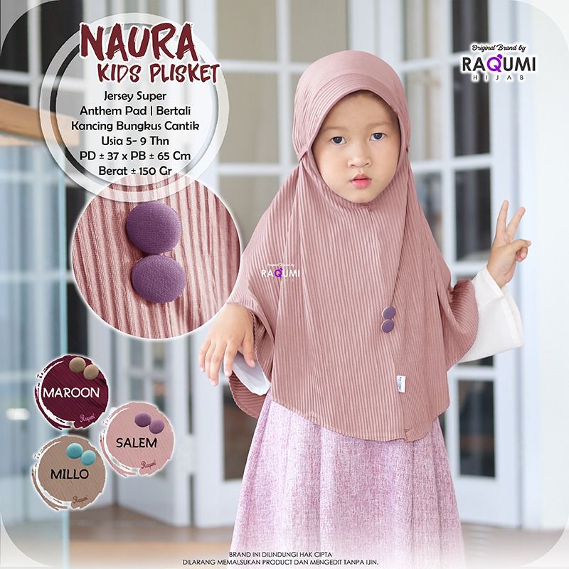 hijab  anak - naura kids plisket ori raqumi