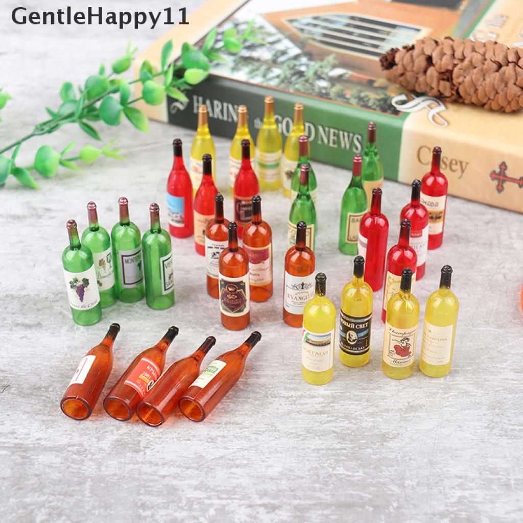Gentlehappy 4pcs / Set Mainan Miniatur Botol Wine Merah Aksen Hollow Untuk Aksesoris Rumah Boneka