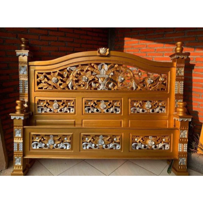 Dipan ukir rahwana kayu jati asli jepara tempat tidur murah