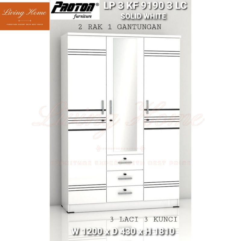 Lemari Pakaian 3Pintu LP 3KF 9190 3LC Proton