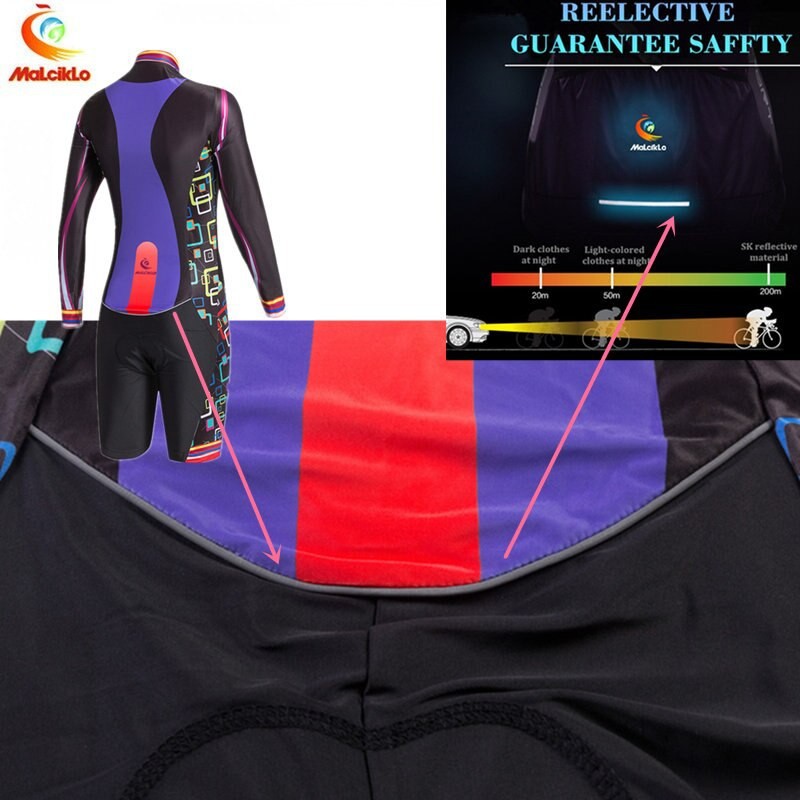 MALCIKLO TRISUIT LENGAN PANJANG WANITA TRIATHLON RENANG SEPEDA LARI