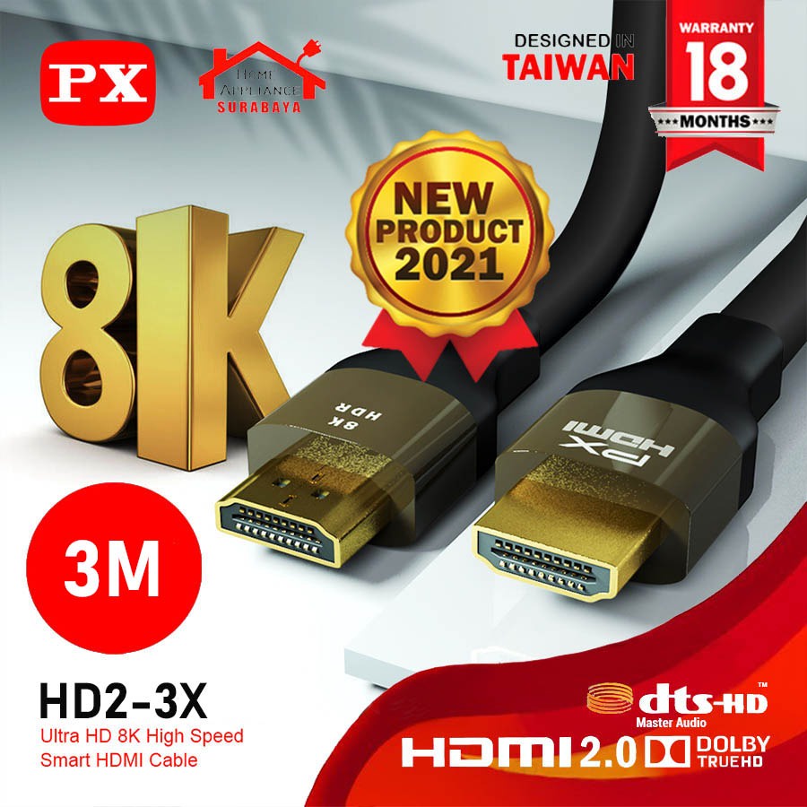 HDMI Kabel 2.1 High-Speed 8K HDR Smart HDMI Cable 3M PX HD2-3X