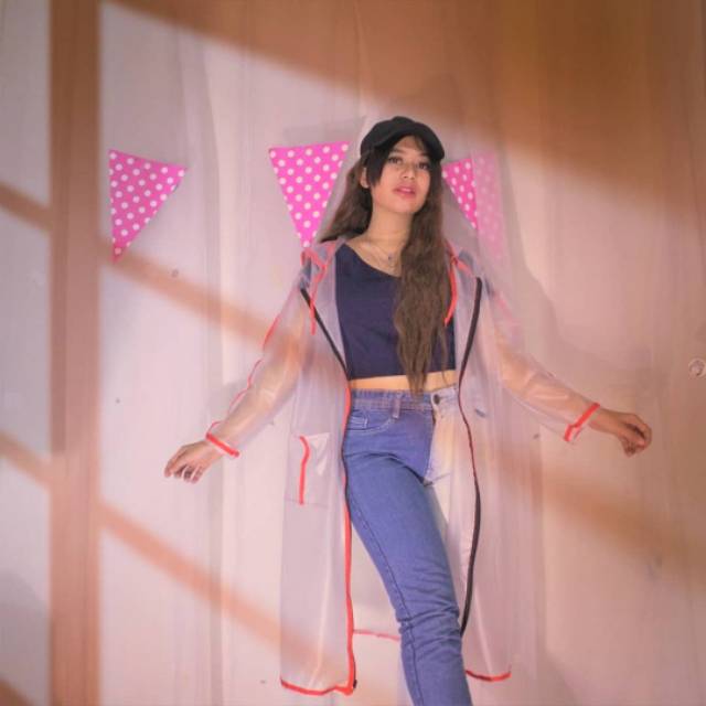 (Premium) JAKET HOODIE TRANSPARANT JPD RESLETING JAKET PELINDUNG DIRI  ANTI VIRUS LIST MERAH by ayal