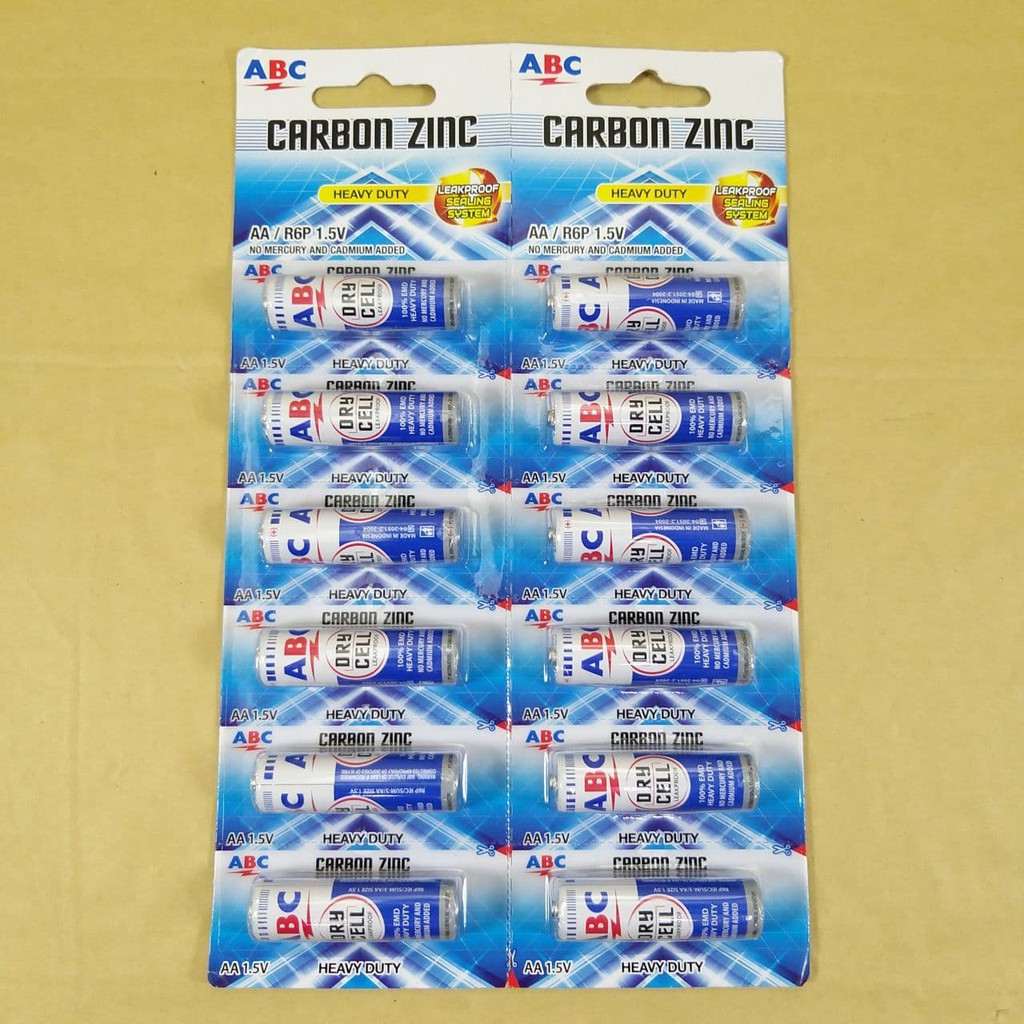 Baterai Battery ABC Biru AA A2  - Batrai ABC Biru carbon zinc renceng R6 AA A2