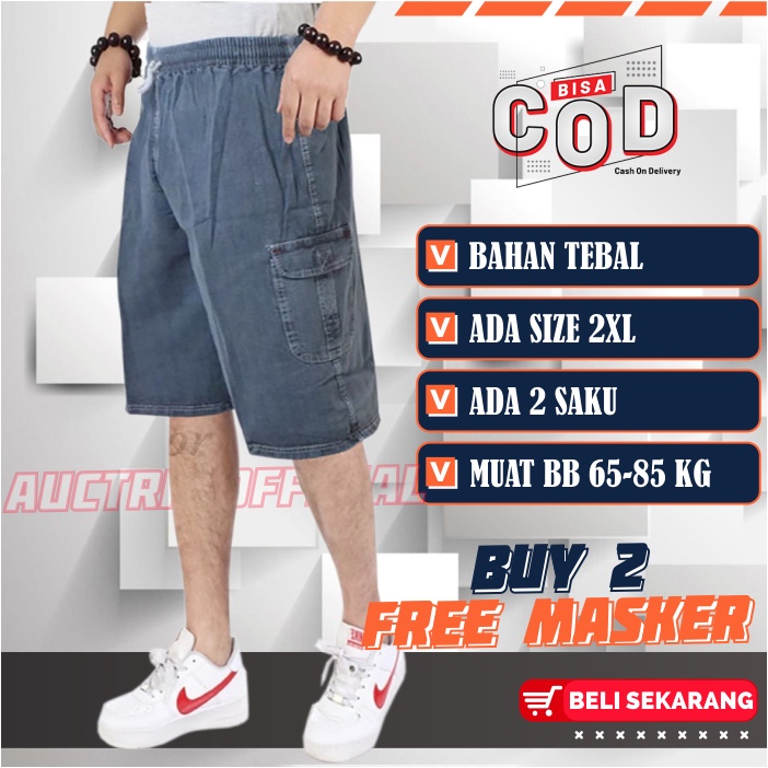 Celana Pendek Pria Jumbo Kolor Laki laki Big Size Semi Jeans Santai Harian XXL XXXL