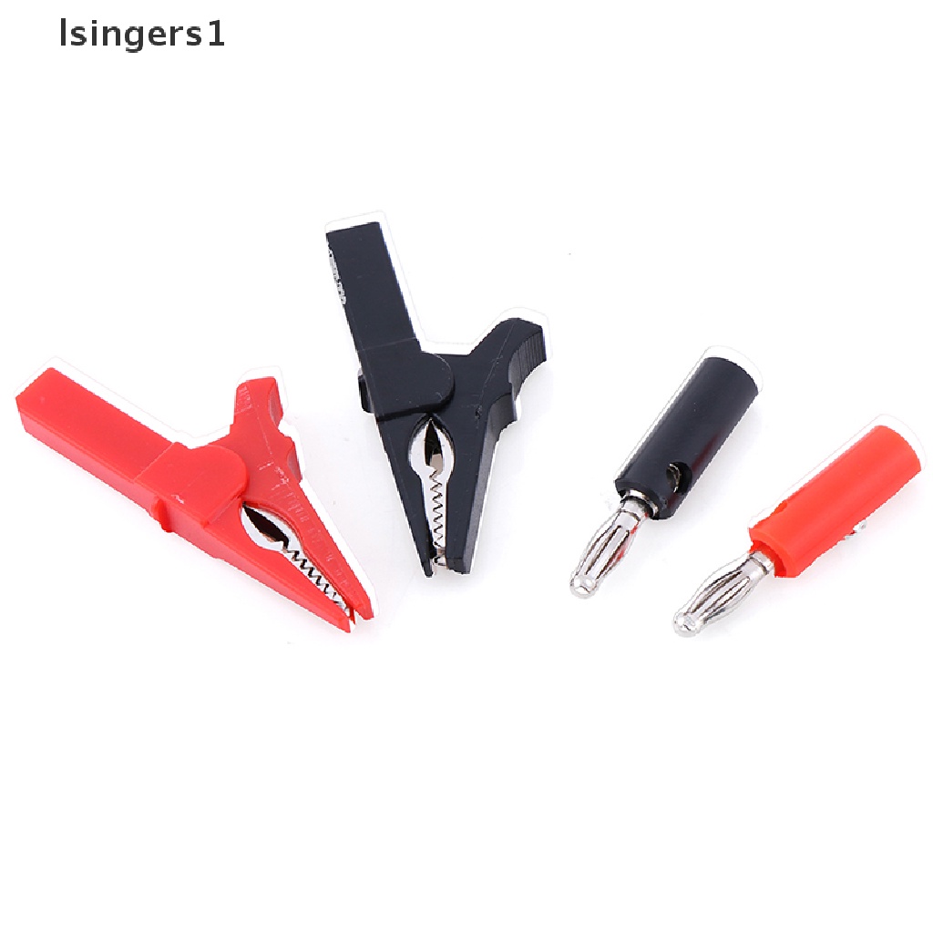 (lsingers1) 2pcs Klip Buaya 55mm Dengan 2pcs plug banana 4mm Warna Hitam + Merah