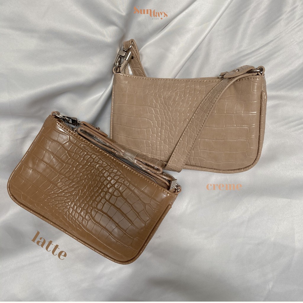 Sundays Attire - MILANO LATTE Shoulder Bag Sling Bag PU Leather Croco / Tas Wanita