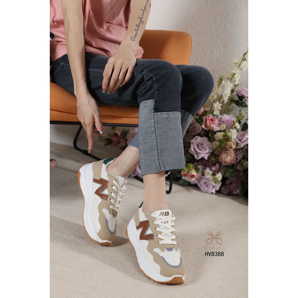 HELIVA KARA Sneaker Shoes Tali Anti Slip Sol 4,5cm Bahan Kulit HV8388 Original Brand